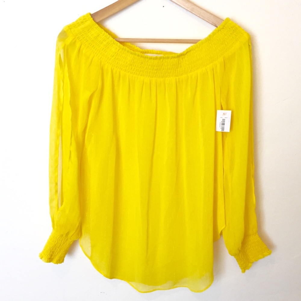 NWT Sheer Yellow Long Sleeved blouse